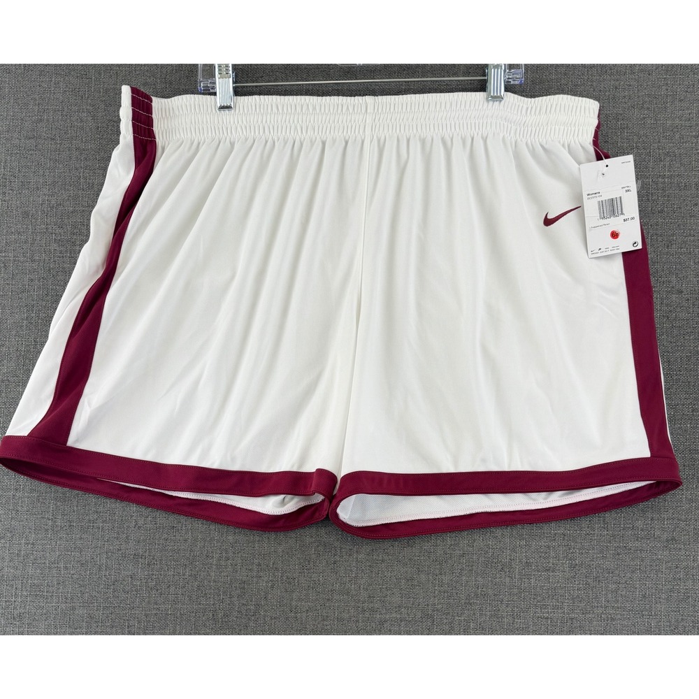 Nike Womens Dri-FIT Basketball Shorts White Maroon DC2373-104 Size 3XL NWT